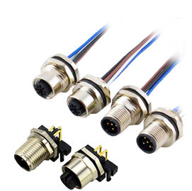Male to Female straight ip67circular M12 8 pin plug electrical panel mount socket M12 cable connector